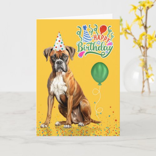 Boxer Dog Party Hat Yellow Birthday