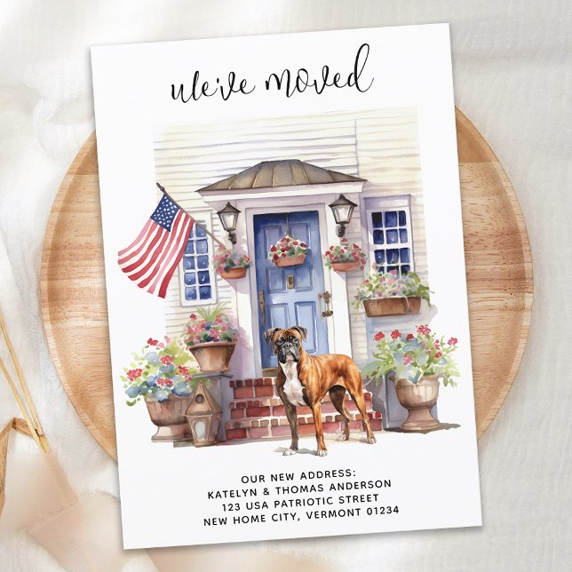 Boxer Dog Patriotic Personalized Pet Moving Announcement (Creator Uploaded)