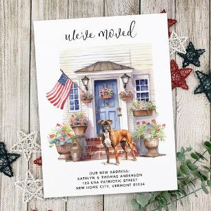Boxer Dog Patriotic Personalized Pet Moving Announcement Postcard