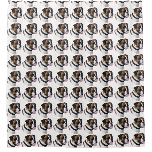 Boxer dog pattern shower curtain (Front)