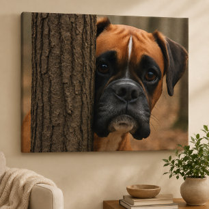 Boxer Dog Peek a Boo Canvas Print