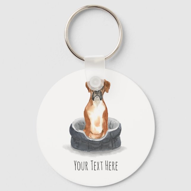 Boxer Dog Personalised Key Ring (Front)