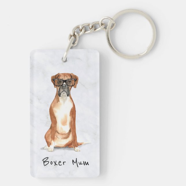 Boxer Dog personalized Acrylic Key Ring (Back)