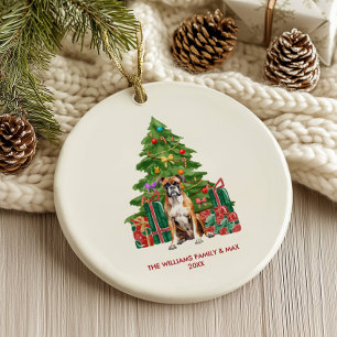 Boxer Dog Personalized Christmas Ceramic Ornament