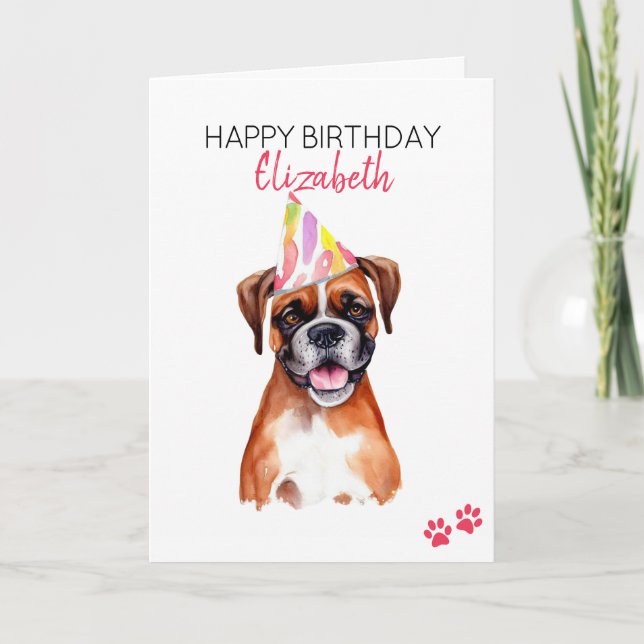 Boxer Dog Personalized Happy Birthday  Card (Front)