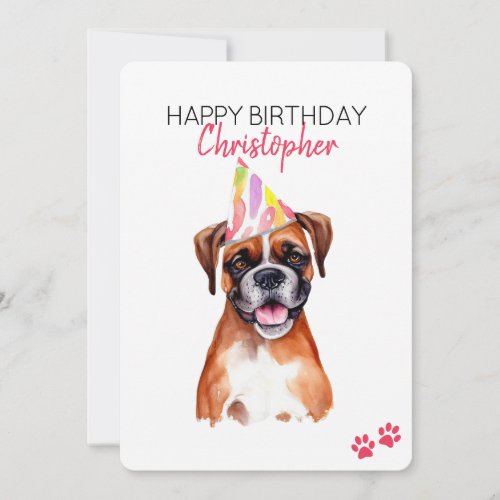 Boxer Dog Personalized Happy Birthday Card