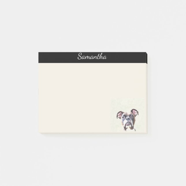 Boxer dog personalized post it notes (Front)