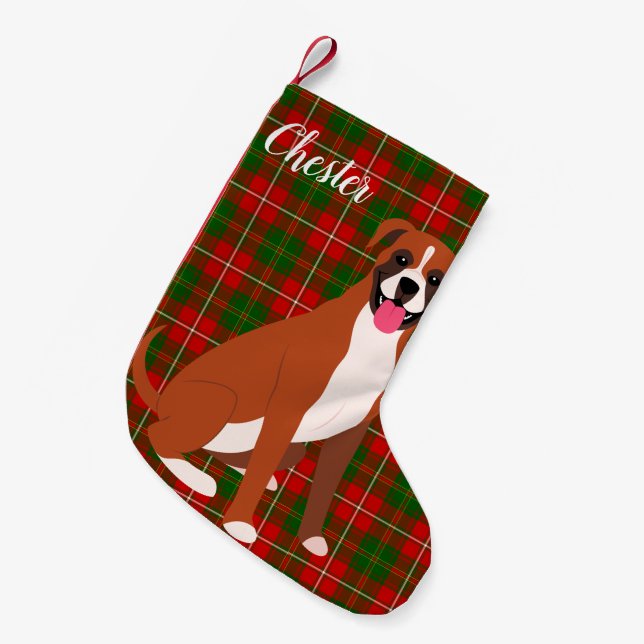 Boxer Dog Personalized Small Christmas Stocking (Front (Hanging))
