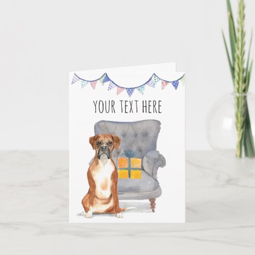 Boxer Dog Personalized Text Greeting Card