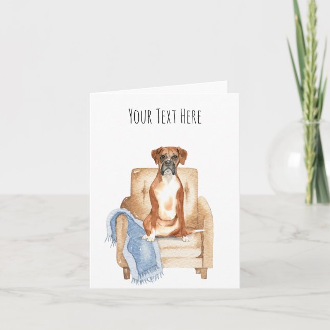 Boxer Dog Personalized Text Greeting Card (Front)
