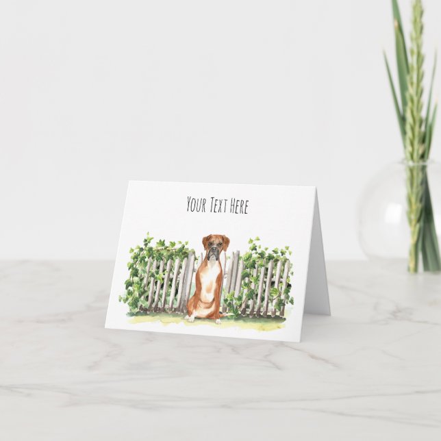 Boxer Dog Personalized Text Greeting Card (Front)
