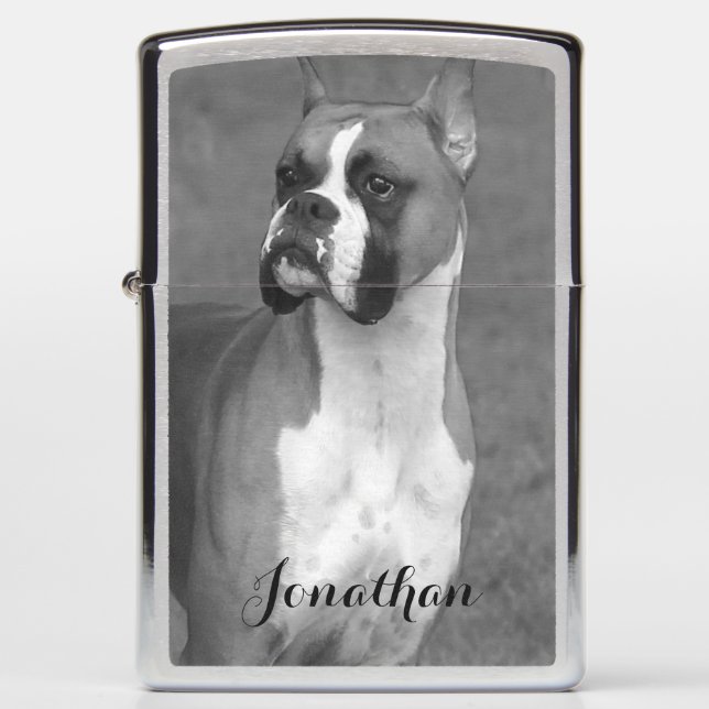 Boxer dog personalized zippo lighter (Front)