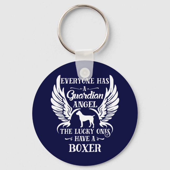 Boxer dog pet guardian angel keychain (Front)