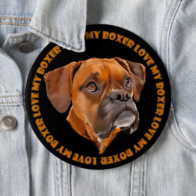 Boxer Dog Pinback Button (In Situ)