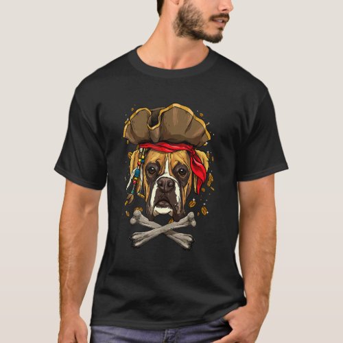 Boxer Dog Pirate Jolly Roger Flag Crossbones Boxer T_Shirt