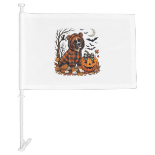 Boxer Dog Plaid Hoodie Halloween Pumpkin Bats_1 Car Flag