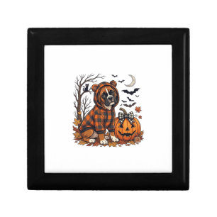 Boxer Dog Plaid Hoodie Halloween Pumpkin Bats_1 Gift Box