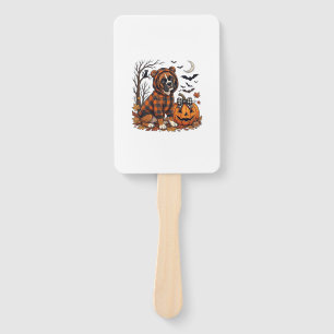 Boxer Dog Plaid Hoodie Halloween Pumpkin Bats_1 Hand Fan