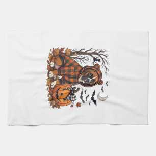 Boxer Dog Plaid Hoodie Halloween Pumpkin Bats_1 Kitchen Towel