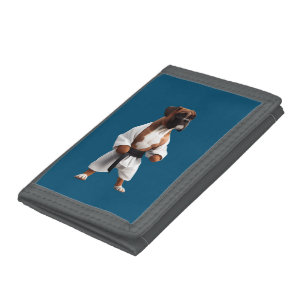 Boxer Dog Play Karate, Boxer Dog Karate Player Tri-fold Wallet