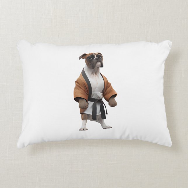 Boxer Dog Play Karate, Karate Champion Boxer Dog Accent Pillow (Front)