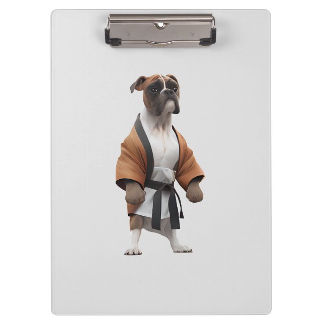 Boxer Dog Play Karate, Karate Champion Boxer Dog Clipboard (Front)