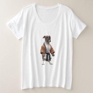 Boxer Dog Play Karate, Karate Champion Boxer Dog Plus Size T-Shirt