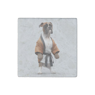 Boxer Dog Play Karate, Karate Champion Boxer Dog Stone Magnet