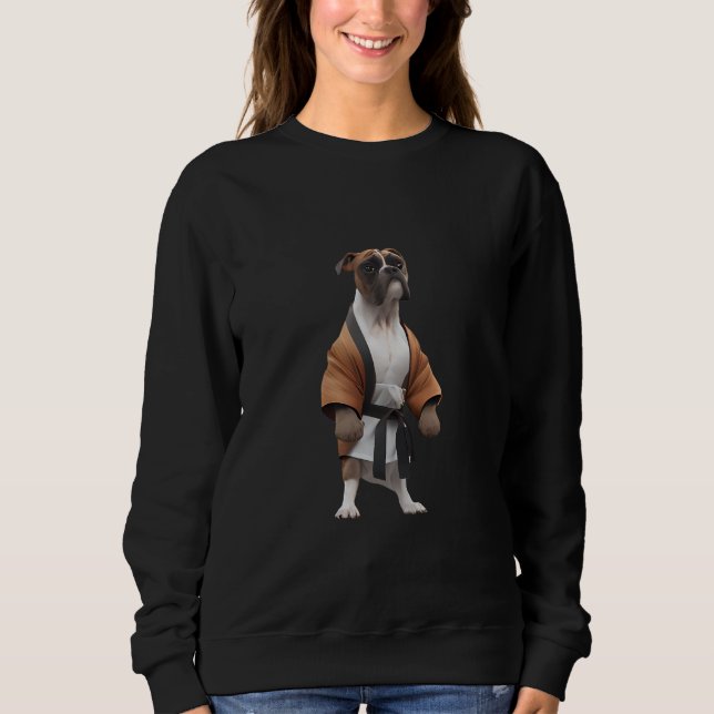 Boxer Dog Play Karate, Karate Champion Boxer Dog Sweatshirt (Front)