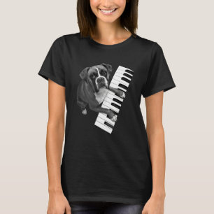 Boxer Dog Playing Piano Pianist Dog Lover T-Shirt