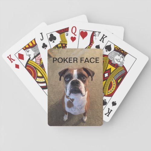 Boxer Dog poker face cards