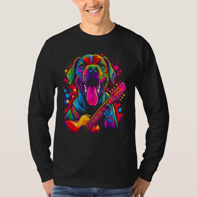 Boxer Dog Pop Guitarist T-Shirt (Front)