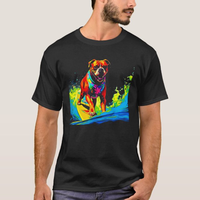 Boxer Dog Pop Surf T-Shirt (Front)