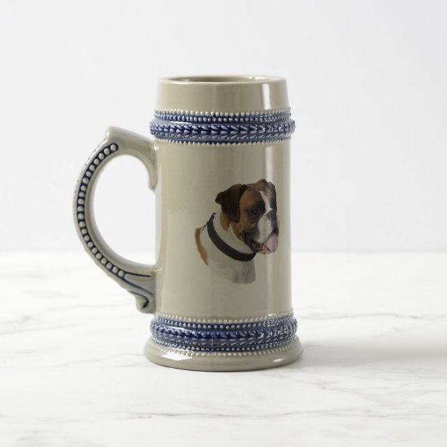 Boxer dog portrait photo beer stein (Left)