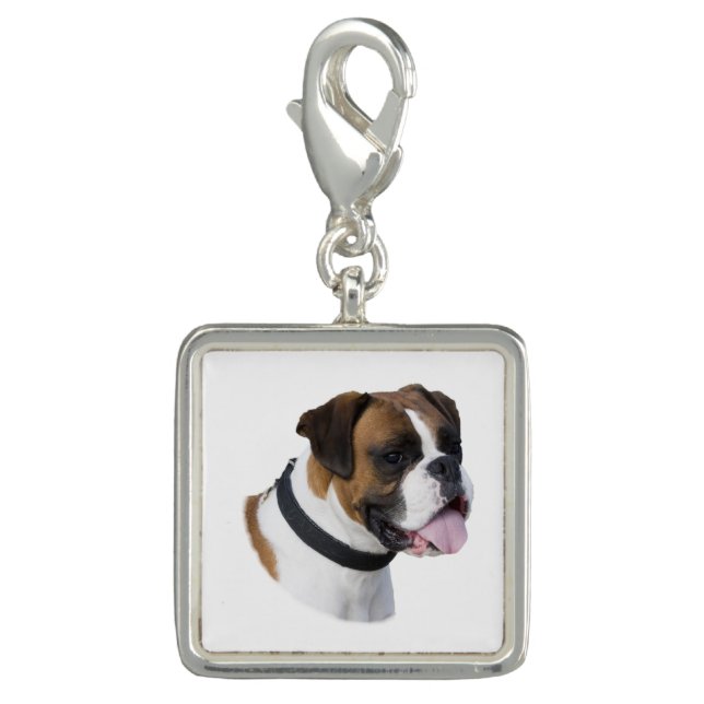 Boxer dog portrait photo charm (Front)