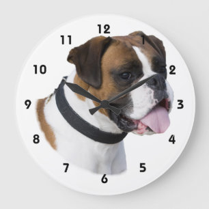 Boxer dog portrait photo large clock