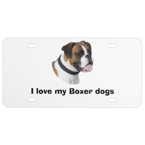 Boxer dog portrait photo license plate