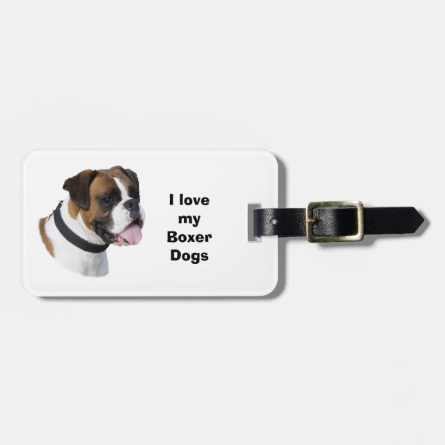 Boxer dog portrait photo luggage tag (Front Horizontal)