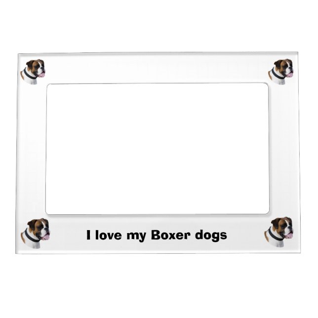 Boxer dog portrait photo magnetic frame (Front)
