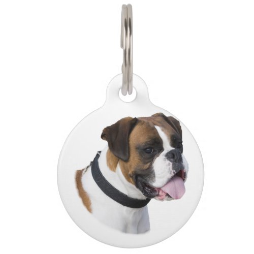 Boxer dog portrait photo pet ID tag