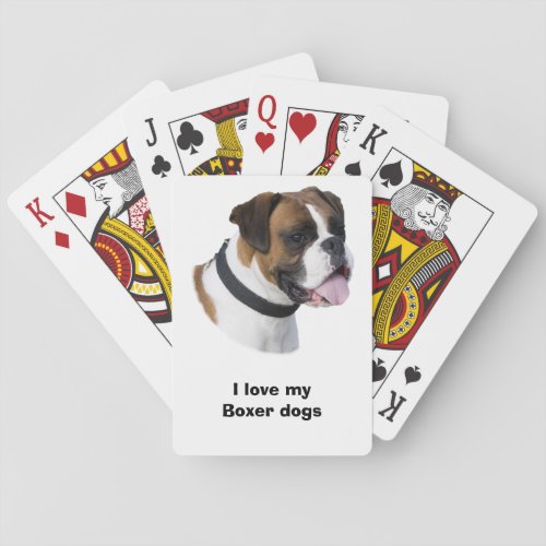 Boxer dog portrait photo poker cards