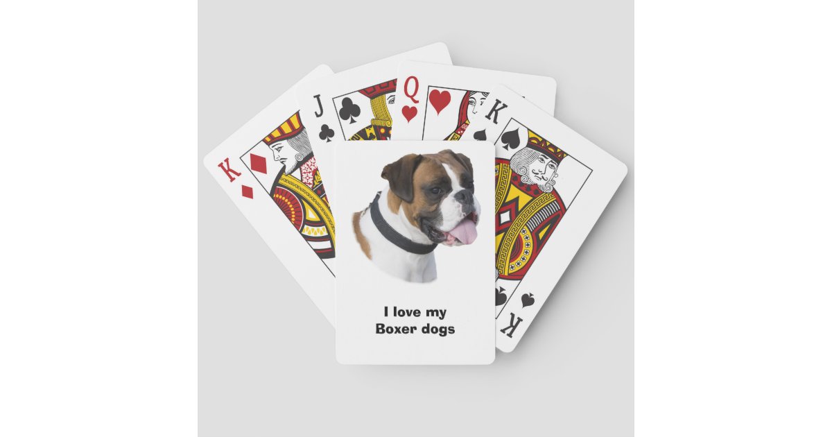 Boxer dog portrait photo poker cards | Zazzle
