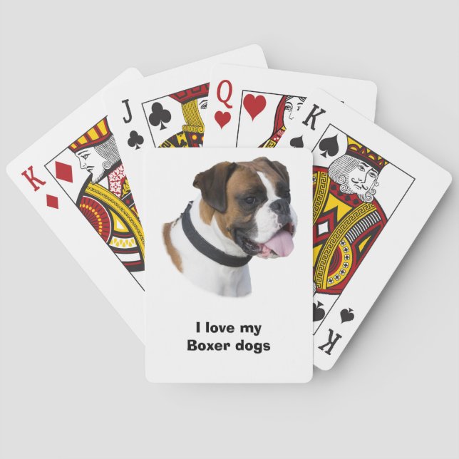 Boxer dog portrait photo poker cards (Back)