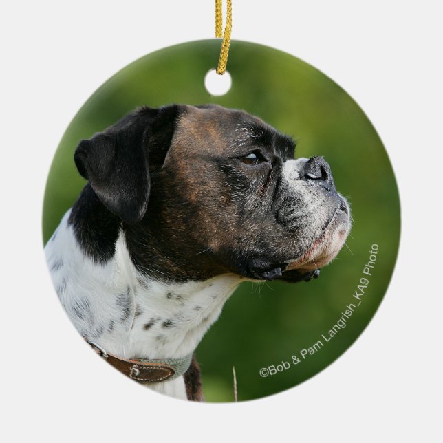 Boxer Dog Profile Ceramic Ornament (Front)