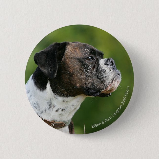 Boxer Dog Profile Pinback Button (Front)