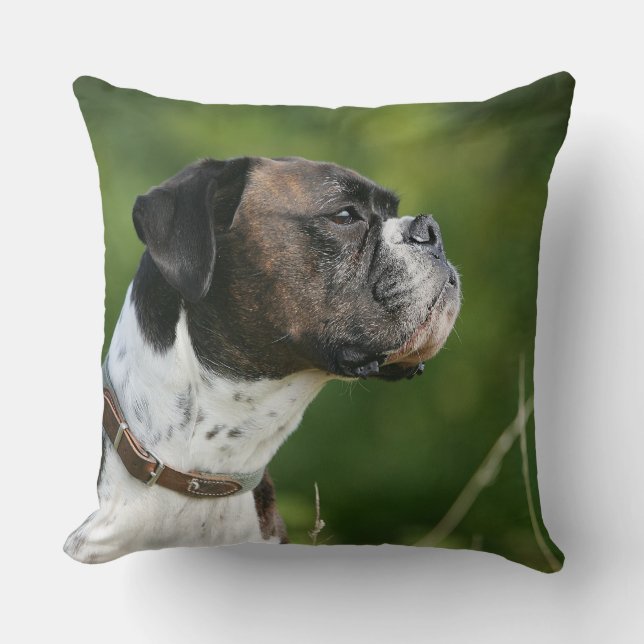 Boxer Dog Profile Throw Pillow (Front)