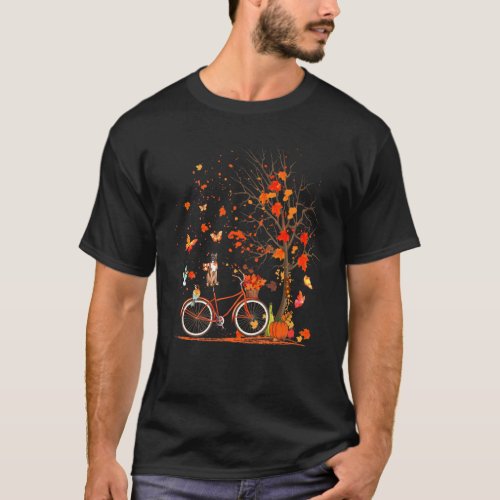 Boxer Dog Pumpkin Bicycle Fall Leaves Tree Spice T_Shirt