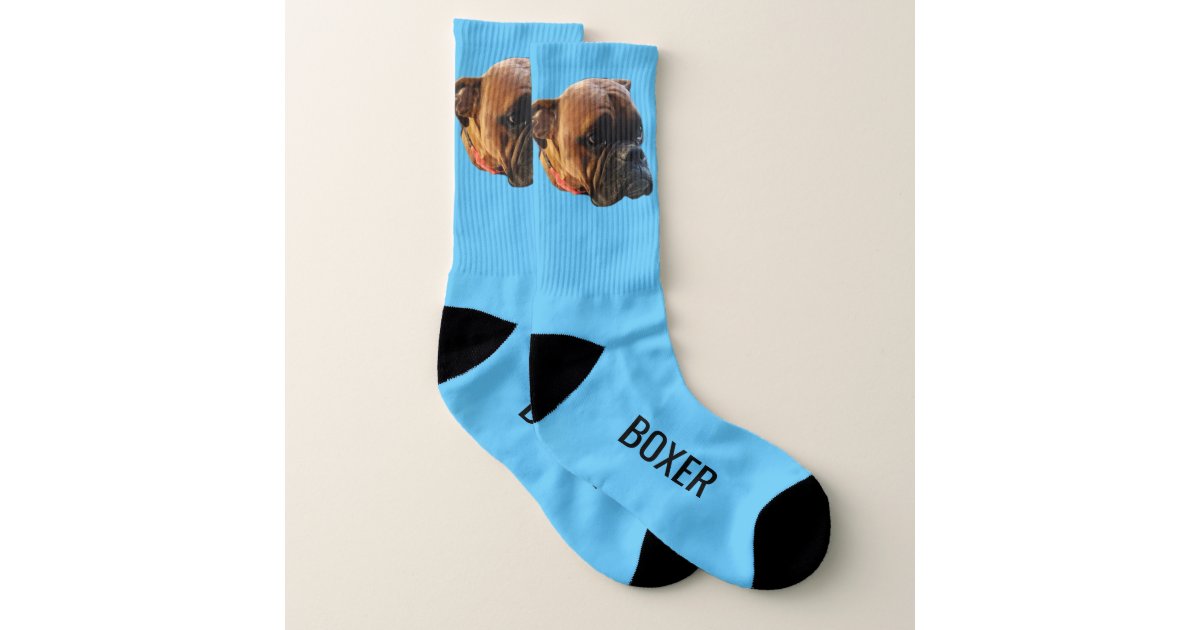 Boxer Dog Puppy Pet Photo Custom Color Socks