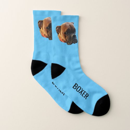 Boxer Dog Puppy Pet Photo Custom Color Socks