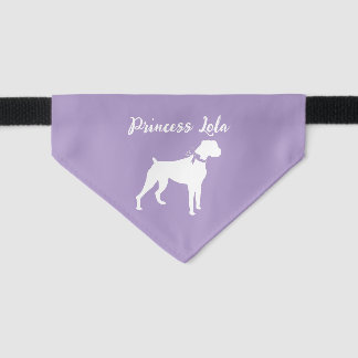 Boxer Dog Puppy Silhouette with Name Pet Bandana Collar